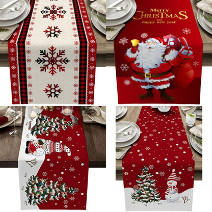 Linen Printed Snowman Old Man Table Mat
