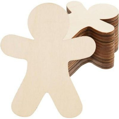 30 Pieces Of Unpainted Gingerbread Man Slices For Painting DIY Handmade Christmas And Halloween Supplies