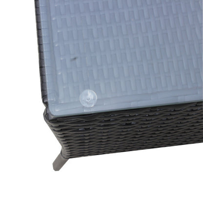 4 PC Rattan Patio Furniture Set Outdoor Patio Cushioned Seat Wicker Sofa Green Cushion