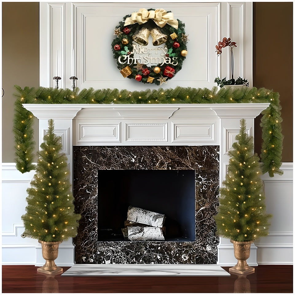 1 Piece Of 24-inch Bell-style Christmas Wreath, With Warm Light And Colored Light Options Available