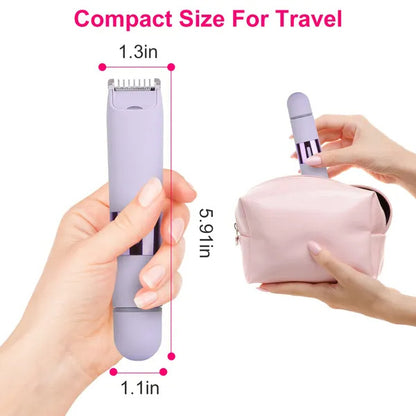 2 In 1 Bikini Trimmer For Women Dual Head Cordless Body Shaver IPX5 Waterproof Rechargeable Pubic Hair Razor Wet And Dry Use For Bikini Underarm Leg Arm Body Face