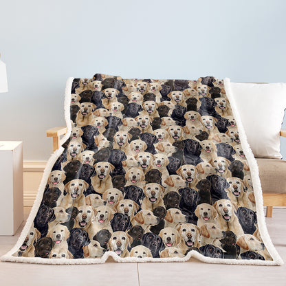 Labrador Retriever Blanket Cute Labrador Retriever Fleece Blanket Dog Animal Pattern Sherpa Throw Blanket For Women Girls Mom Travel