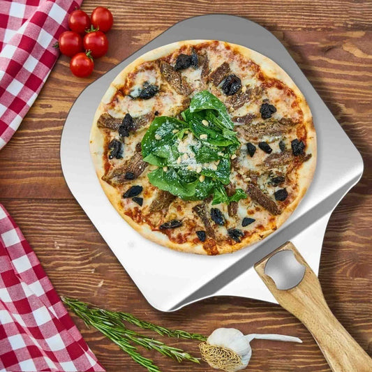 12 Inch Pizza Peel Oven Aluminium Foldable Wood Handle And Pizza Paddle