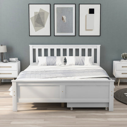 Wooden Solid White Pine Storage Bed With Drawers Bed Furniture Frame For Adults, Kids, Teenagers 4ft6 Double White 190x135cm