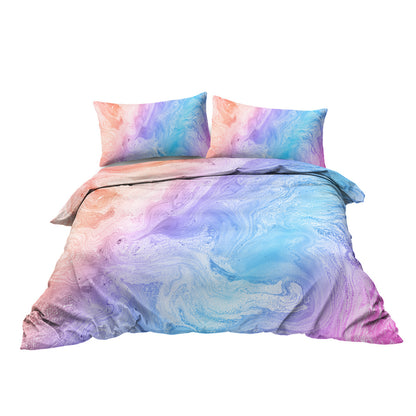 Girly Duvet Cover Rainbow Glitter Ombre Bedding Sets 3 Pcs Chic Purple Blue Green Pastel Bed Spreads Sparkle Quilt Cover Set With 2 Pillow Shams
