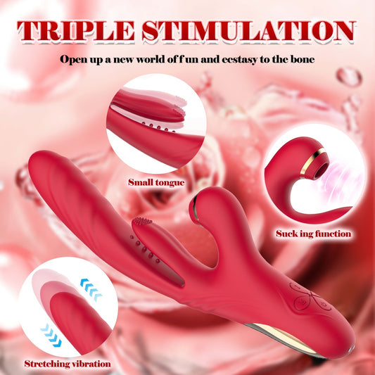 3 In 1 Woman Pleasure Toys Suction Tongue Vibrators For Triple Stimulation