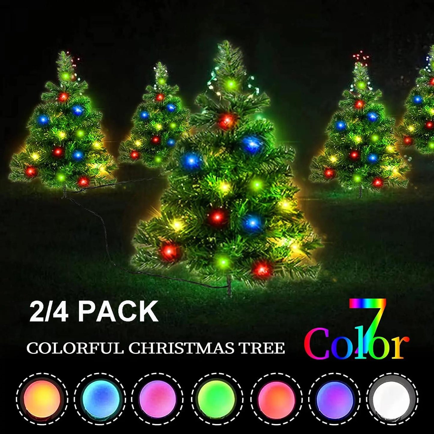 2,4,6 Pack Solar Christmas Tree Solar Powered Trail Multicolor LED Light Christmas Tree