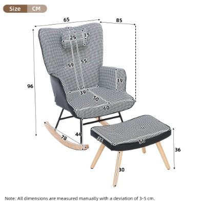 Rocking Chairs For Adults, Fabric Rocking Chair Relaxing Recliner Chair With Solid Wood Legs High Back Lounge Chairs For Balcony Living Room Bedroom
