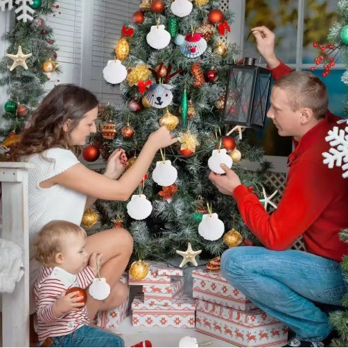 Seashells For Crafting Christmas Ornaments 24pcs 2-3 Inch Hanging Sea Shells Natural White Scallop Shells For Crafts