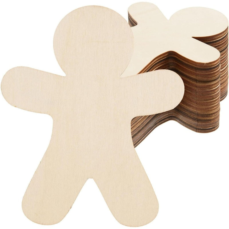 30 Pieces Of Unpainted Gingerbread Man Slices For Painting DIY Handmade Christmas And Halloween Supplies