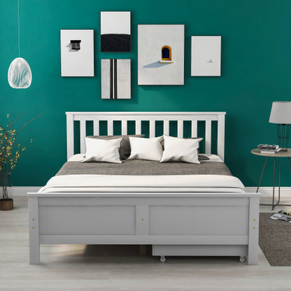 Wooden Solid White Pine Storage Bed With Drawers Bed Furniture Frame For Adults, Kids, Teenagers 4ft6 Double White 190x135cm