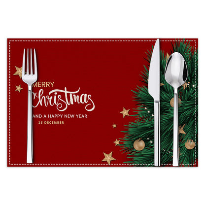 Christmas Linen Placemat Holiday Blessing Letters