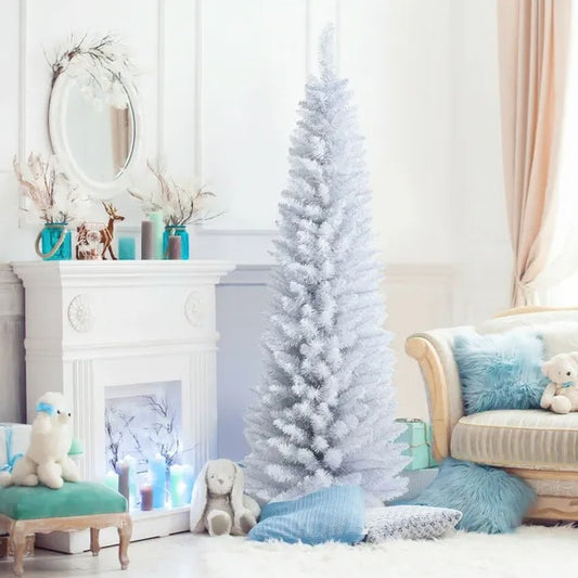 6 Feet Unlit Artificial Slim Pencil Christmas Tree With Metal Stand