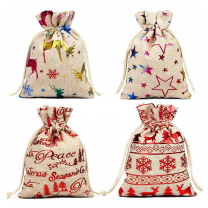 24 Stk Weihnachts-Advent-Kalender-Nummer-Taschen Weihnachts-Geschenk-Burlap-Ziehstring-Taschen DIY-Zahldown-Advent-Kalender-Set Mit Seil Und Klippen Fur Weihnachts-Haus-Dekorationen-Geschenk