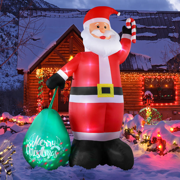 14 FT Lighted Christmas Inflatable Decoration, Giant Inflatable Santa Claus With Large Gift Bag, Blow Up Yard Decorations With Built-in LED Lights For Holiday Party Front Yard Lawn Garden Decor