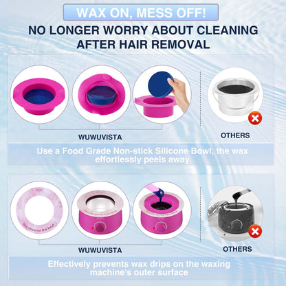 Waxing Kit WUWUVISTA 69 Items Hair Removal Wax Kit With Wax Warmer Waxing Beads For Face, Brazilian, Full Body, Bikini, Sensitiive Skin Skin Suitable For Plugs Of American, European Specification