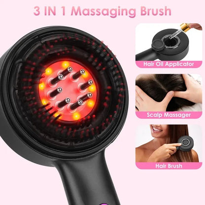 3 In 1 Red Light Scalp Massager Brush Cordless Hair Oil Applicator