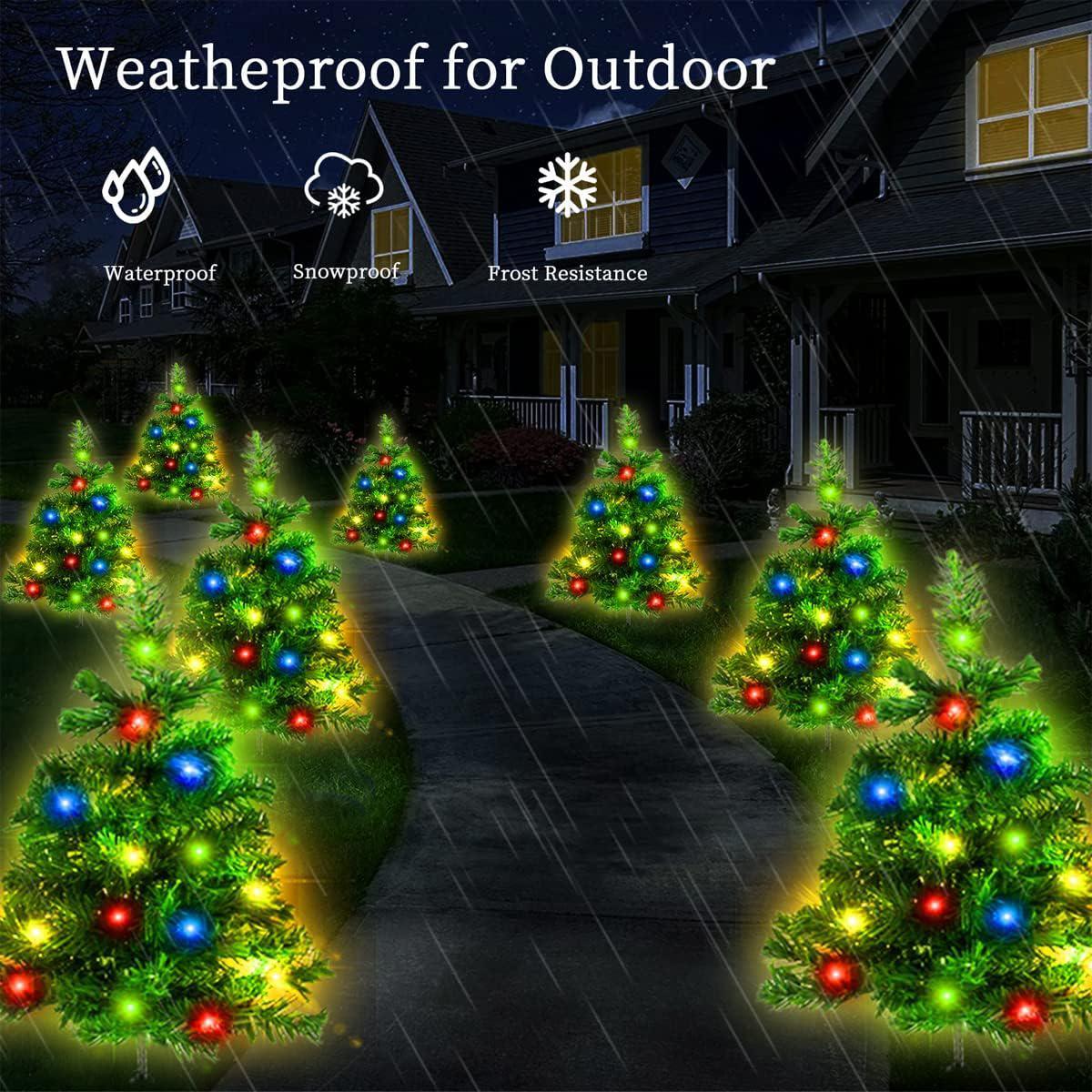 2,4,6 Pack Solar Christmas Tree Solar Powered Trail Multicolor LED Light Christmas Tree