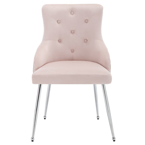 Button Pattern Dining Chair, Upholstered Armchair, Metal Leg Chairs, Modern Lounge Chair, Bedroom Living Room Chair With Lumbar Cushion