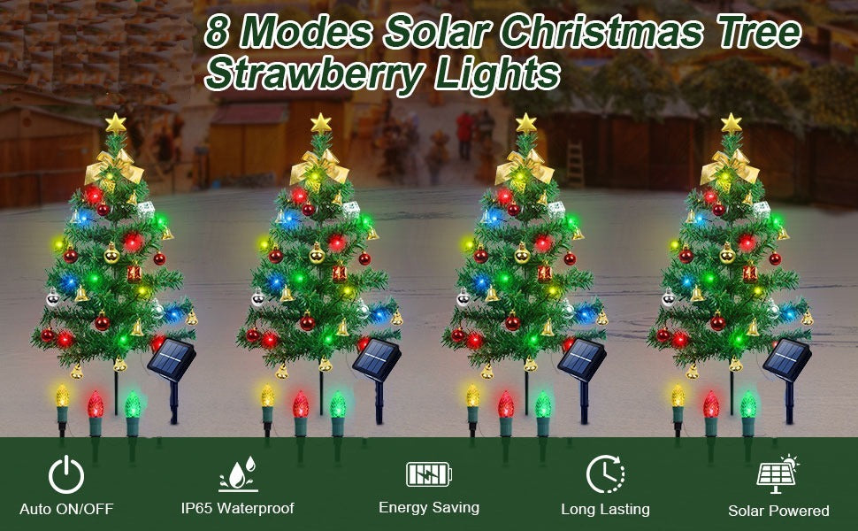 Solar Christmas Tree Lights For 2 Pcs